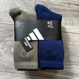 adidas 6 Pair Crew Socks Size M Cushioned Arch Compression ClimaCool Men 5-8
